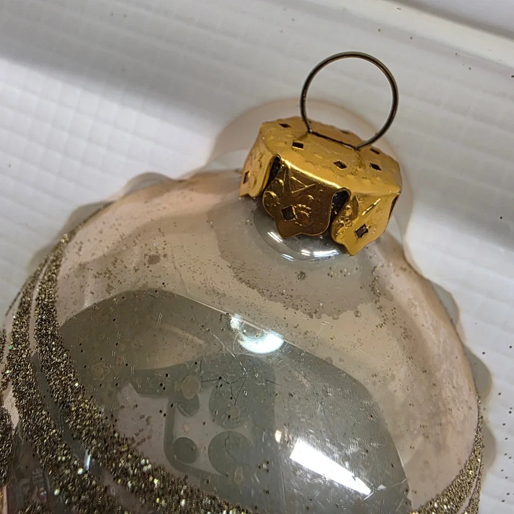 Vintage‎ Rauch Glass Ornaments Lot of 12 Gold Glitter Bows Round, Victoria GUC